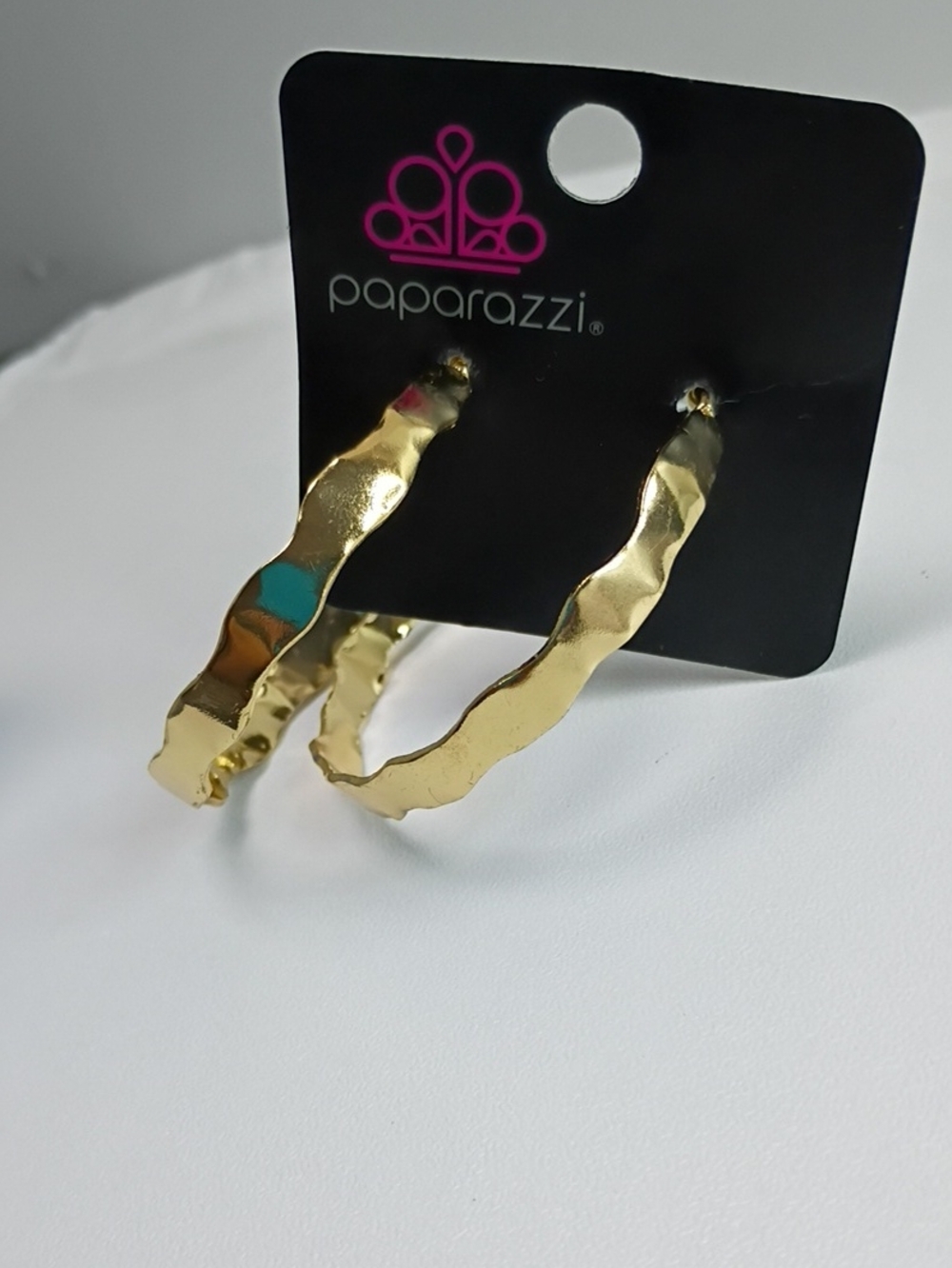 Paparazzi Shimmering Gold Wavy Hoop Earrings